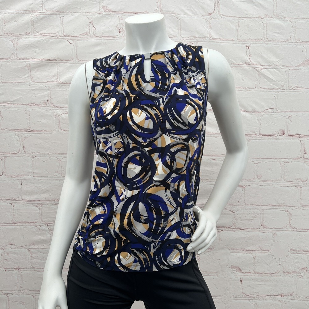 Kasper Blouse Sleeveless Multicolor Women's Size XS Keyhole Front